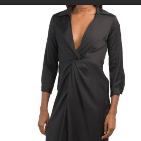 NWT TAYLOR Black Satin Font knot dress Sz. 4 - Picture 8 of 8